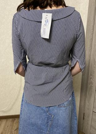 Блуза в смужку з поясом2 фото