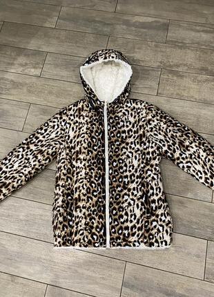 Двусторонняя куртка демисезонная, на меху, леопардовая2 фото