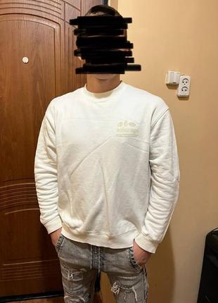 Белый свитшот худи толстовка свитер h&m с принтом