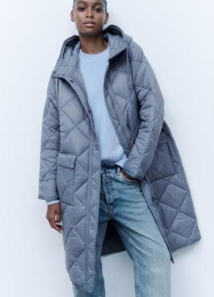 Довге стьобане пальто куртка zara! оригінал, португалія!