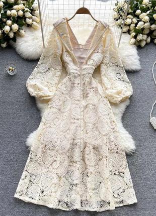 Гламурна вишукана пастельна мереживна сукня плаття макраме в стилі zimmerman7 фото