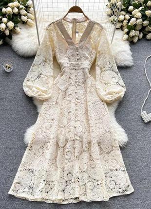 Гламурна вишукана пастельна мереживна сукня плаття макраме в стилі zimmerman4 фото