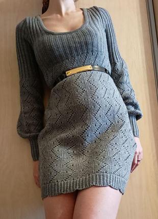 Вязаное платье мини туника1 фото