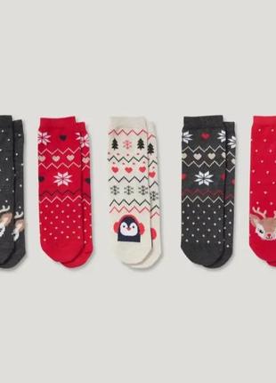 Носочки новорічні шкарпетки носки новорічний принт c&a  27-30 31-33