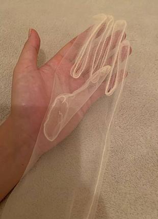 Перчатки длинные оперные выше локтя белые молочные винтаж винтажные сетка сетчатые прозрач...