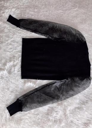 Чёрная блуза-реглан new look с объёмными рукавами из органзы9 фото