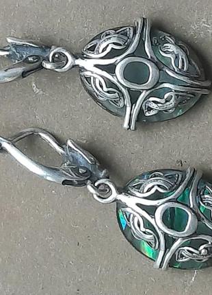 Дизайнерские авторские серебряные сережки с морским перламутром3 фото