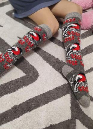 Гольфи жіночі новорічні високі шкарпетки гетри в‘язані шерстяні теплі на новий рік « снігів на сірому»,р.38-412 фото