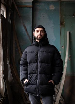 Мужской чёрный зимний пуховик heat чоловічий чорний зимовий пуховик heat