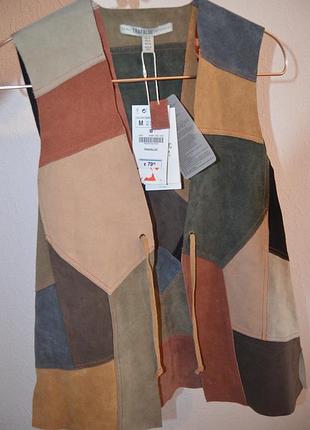 Крута жилетка з натуральної шкіри, замші zara