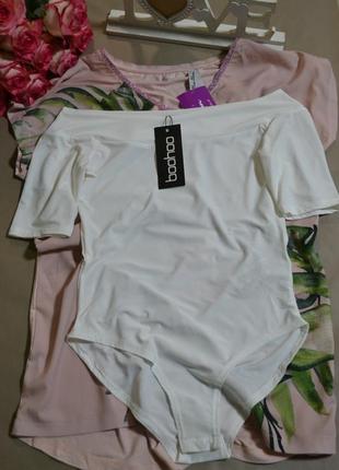 🍓бодік білий з відкритими плічками boohoo!