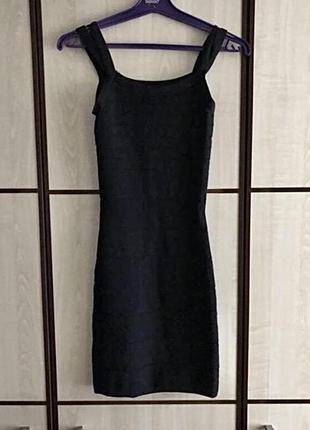 Платье черное мини бандажное2 фото