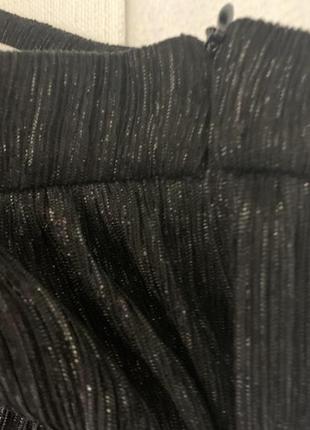 Юбка макси длинная чёрная плиссированная с серебряной нитью3 фото