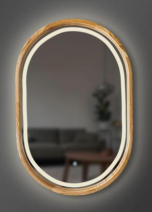 Зеркало деревянное капсула с led-подсветкой и сенсором luxury wood freedom slim 45х75 см ясень темный