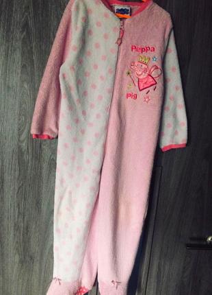 Гламурная махровая слитная пижама/кигуруми/футужама/слип с пеппой peppa pig tu.2 фото