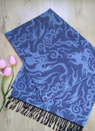 Неймовірний італійський великий теплий блакитний палантин шарф dennis/60% віскоза