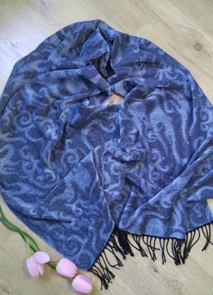 Неймовірний італійський великий теплий блакитний палантин шарф dennis/60% віскоза2 фото