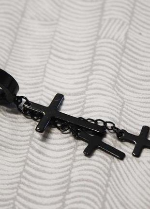1шт крутые серьги крест рок готика кресты на кольце медицинская сталь унисекс5 фото