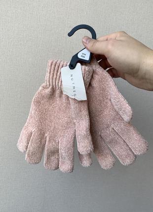 Рукавиці nutmeg chenille pale pink