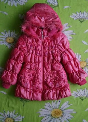 Демісезонна тепла курточка на флісі для дівчинки 4-5 років.