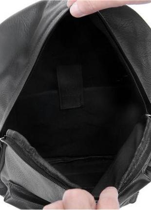 Мужской городской рюкзак эко кожа черный5 фото