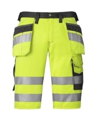 🟢шорти snickers 3033 high-vis з кишенею-кобурою, клас 1 - яскраво-жовтий/приглушений чорний