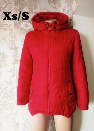 Xs/s удлинённая стёганая куртка красного цвета с капюшоном fashion1 фото
