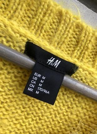 Вовняний жовтий пухнастий джемпер, светр, пуловер , альпака, шерсть h&m4 фото