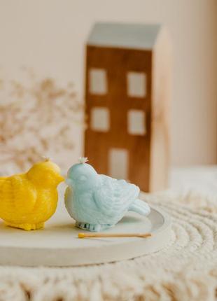 Набір свічка пташка, у формі пташки, жовто-блакитна4 фото