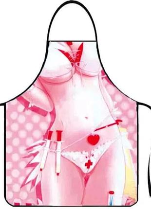Фартук с приколом для девушек медсестра - размер 75*60см, полиэстер