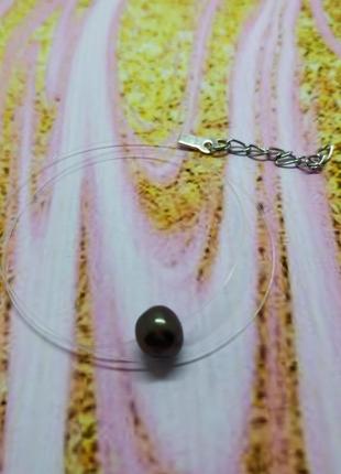 Підвіска невидимка з річковим перлами2 фото