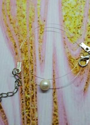 Подвеска невидимка с речным жемчугом
