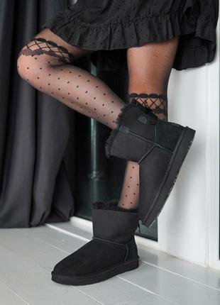 Угги женские бантик атлас черный замш ugg australia mini bailey bow black