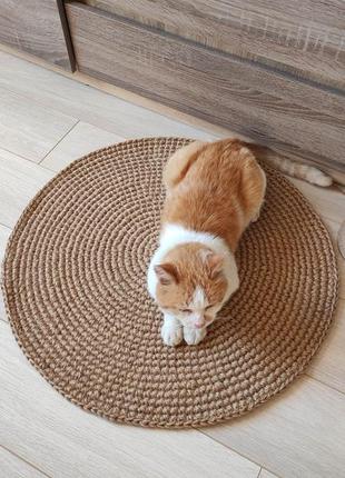 Круглый джутовый ковер. плетеный коврик. двухсторонний коврик ручной работы