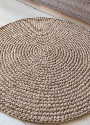 Круглий джутовий килим. плетений килимок.8 фото