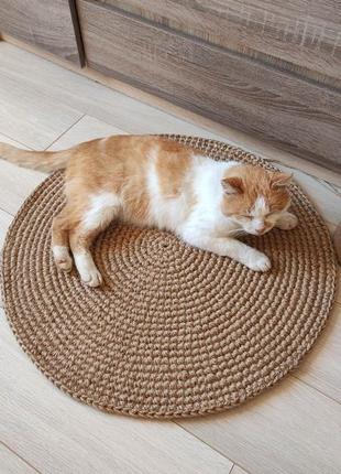 Круглий джутовий килим. плетений килимок.2 фото