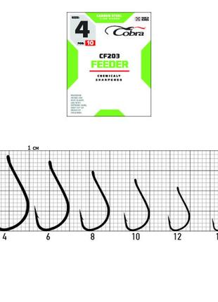 Крючки cobra кобра feeder сер. cf203 разм. 012 10 шт в упаковке.1 фото