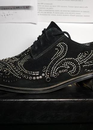 Оксфордры ботинки с камнями туфли унисекс замша на шнуровке2 фото