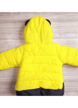Куртка для дівчинки зимня з капюшоном зимова жовта мінні4 фото