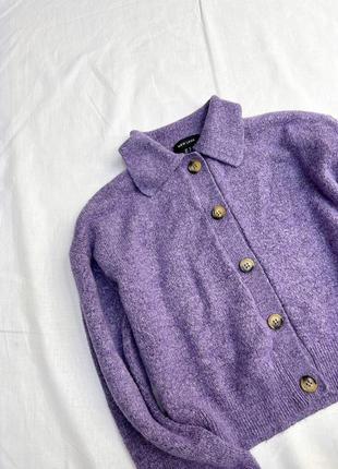 Кардиган фіолетовий на ґудзиках з коміром кофта фиолетовый на пуговицах с воротником тренд new look2 фото