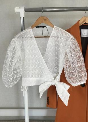 Нова розкішна біла блуза із органзи zara 🤍🕊