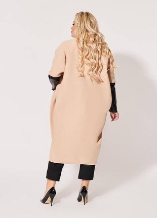 Пальто жіноче з м'якого турецького кашеміру на підкладці застібка ґудзика великі розміри3 фото