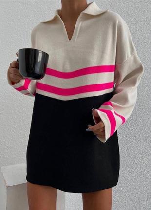 Туника женская в полоску удлиненная туника-свитер