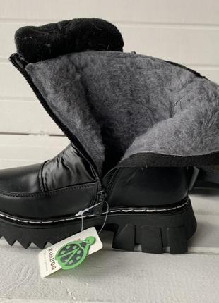 Чёрные ботинки зимние для девочки5 фото