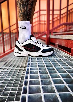 Женские кожаные кроссовки nike air monarch iv "black/white"#найк