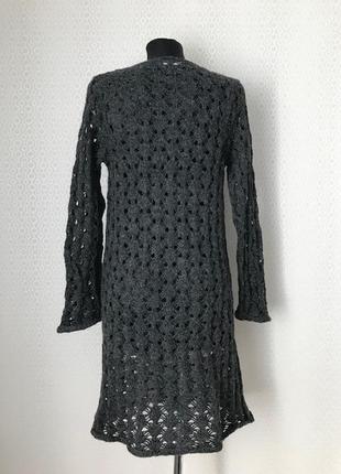 Интересное теплое (80%шерсть 20%альпака) вязаное платье в дырочку) сделано во франции, размер s (м)5 фото
