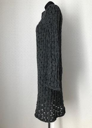 Интересное теплое (80%шерсть 20%альпака) вязаное платье в дырочку) сделано во франции, размер s (м)4 фото