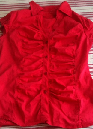 Красная летняя рубашка с коротким рукавом2 фото