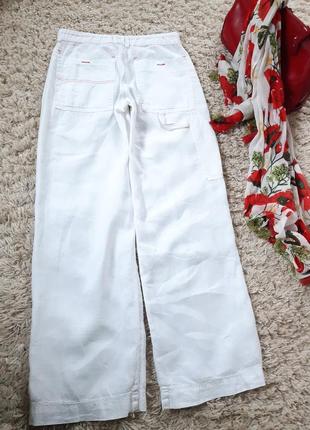 Стильные белые льняные широкие штаны, cache &cache,  p.38-405 фото