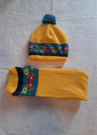 Комплект шапка шарф утеплённые на флисе двухслойные
